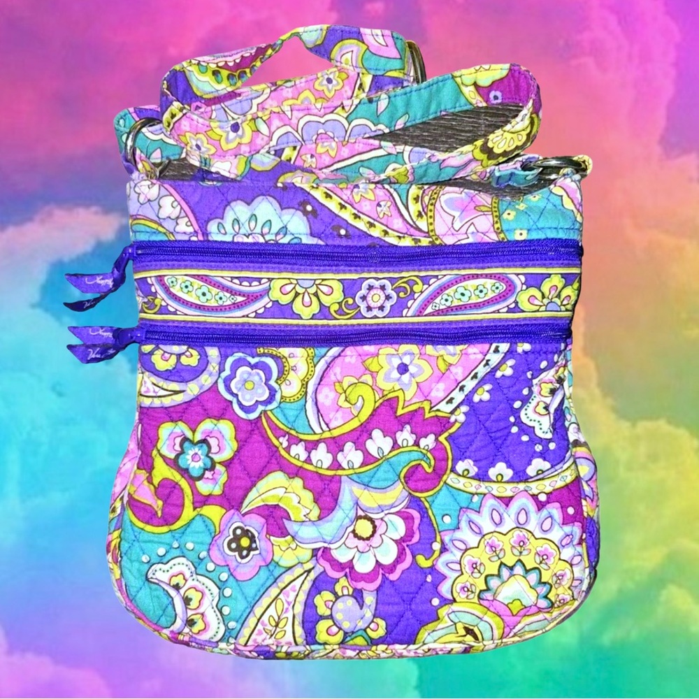 Vera Bradley Women’s Purple & Blue Paisley Quilted Crossbody Purse Bag❤️❤️